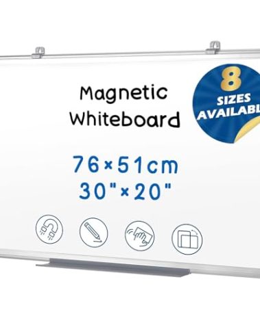 SWANCROWN Magnetic White Board 30 x 20 Inches Dry Erase Board, Hanging Whiteboards for Door, Office, Home, Dorm- Teachers/Students/Family