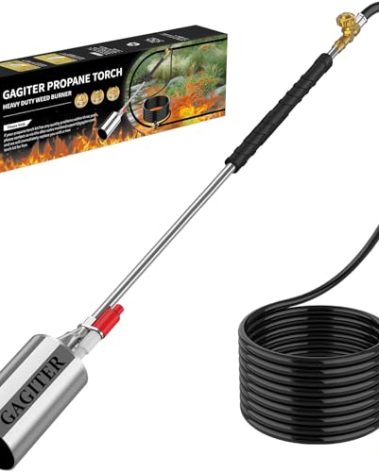 GAGITER Propane Torch Weed Burner Kit,Blow Torch High Output 1,800,000 BTU with Self Igniter,Heavy Duty Flamethrower with 10FT Hose Hose for Flame Weeding,Roof Asphalt,Ice Snow,Road Marking,Charcoal