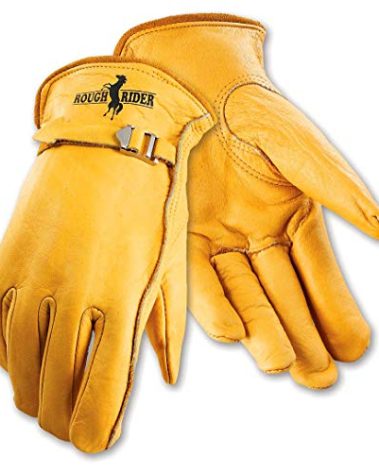 Galeton 25101PR-M 25101PR Rough Rider Premium Leather, Strap & Buckle Driver Gloves, Medium, Gold