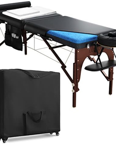 Luxton Home Premium Memory Foam Massage Table - Rolling Travel Case, Washable Sheets, Thicker & Wider