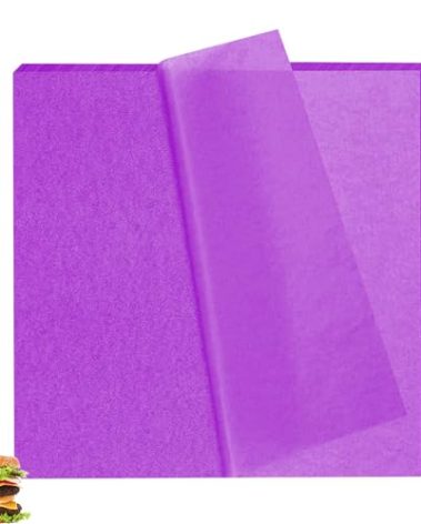 Suiwen 150 Sheets 8.6 x 9.8 in Purple Deli Wax Paper Sheets Sandwich Paper Dry Wax Paper Sheets Oil Proof Food Basket Liners Food Wrapping Paper for Bread, Party, Picnic, Festival, BBQ
