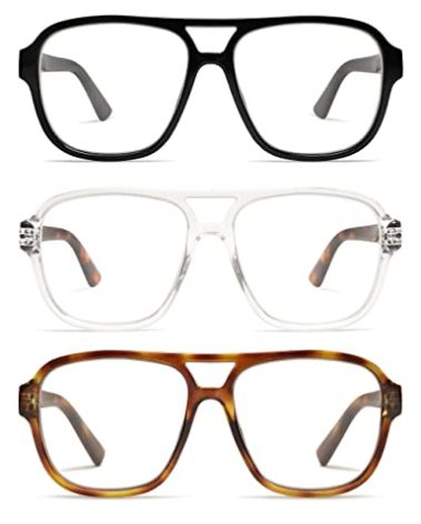 AMOMOMA 3 Pack Oversized Aviator Spring Hinge Reading Glasses for Women Men,Retro Blue Light Computer Reader Frame AM6081 C1+C2+C3 1.0 X