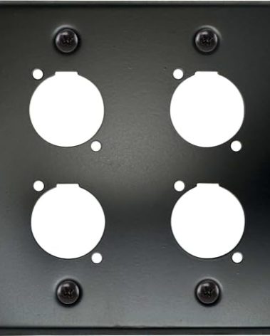 DIYTECH XLR Wall Plate Blank and XLR Panel Combo - Perfect for Professional Audio Setups in Studios, Theaters, and Conference Rooms - Easy to Install and Durable Design (4 Port Black)