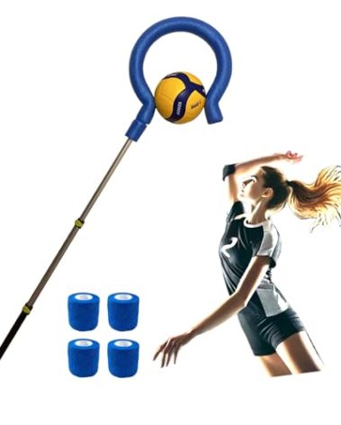 SOEZmm Volleyball Spike Trainer Pro SPT5005 – Premium Training Aid for Spiking, Serving & Blocking – Adjustable Lightweight Aluminum Pole & Secure Ball Holder – Question Mark Hook,No Ball Included