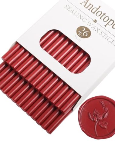 Vintage Red Wax Seal Sticks 26pcs, Andotopee Glue Gun Wax Seal Sticks for Wax Seal Stamp, Premium Sealing Wax for Envelope Letter Seal Wedding Invation Craft Adhesive, Great Gift Ideas (Mini Size)