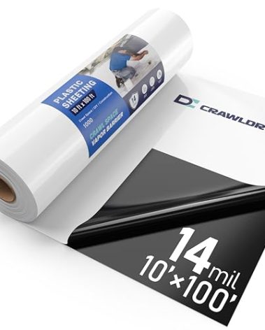 Crawl Space Vapor Barrier - 14 mil 10' x 100', Vapor Barrier for Crawlspace Encapsulation kit, Vapor Barrier Plastic Material, Crawlspace Liner, Heavy Duty Plastic sheeting, Black and White Panda Film
