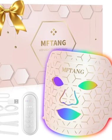 Red Light Therapy for Face, 7 Colors Led Light Therapy Silicone Facial Mask - Birthday, Christmas, Mothers Day, Valentines Day, Self Care Gifts for Her Women Mom Best Friend Wife (Pink)