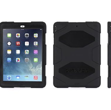 Apple IPad Air Griffin Survivor Case, Black, Black, and Black, Retail Packaged (GB36307)