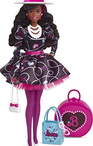 Barbie Rewind ‘80s Edition Doll, Sophisticated Style, Wearing Dress & Accessories, with Dark-Brown Curly Hair, Gift for Collectors