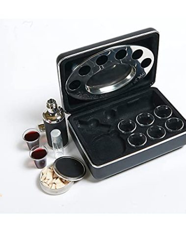 Broadman Church Supplies Legacy Portable Communion Set, 6 Glasses, Stainless Steel Bread Container and Serving Tray, 100ml Juice Container, Anointing Oil Bottle