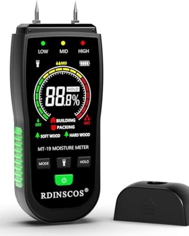 Wood Moisture Meter MT19 Two Pins Digital Wall Moisture Detector Paper Humidity Tester for Wood Building Material Firewood Walls Paper Floor