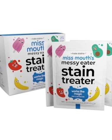 Miss Mouth's Messy Eater Stain Treater Wipes - 25 Pack Stain Remover - Newborn & Baby Essentials - No Dry Cleaning Food, Grease, Coffee Off Laundry, Underwear, Fabric