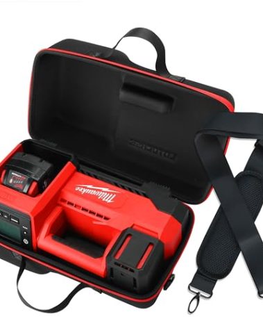 Air Compressor Bag for Milwaukee M18 Inflator 2848-20, Air Pump Custom-Fit Storage Carrying Hard Case for Milwaukee Tools - Included Neck Strap (Only Case)