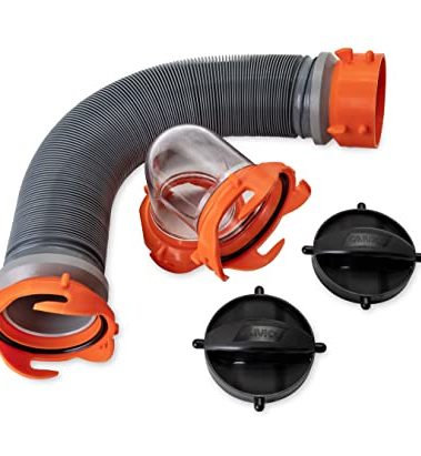 Camco 3-Foot Super Heavy-Duty Tote Tank Sewer Hose Kit | 18mil HTS Vinyl (39645), Black