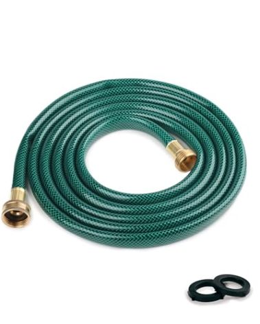 FUNJEE 15FT PVC Garden Hose: LeakProof and Durable with 1/2" GHT Brass Fittings for Outdoor Watering and Lawn Sprinkling - Ideal for Homeowners and DIY Enthusiasts