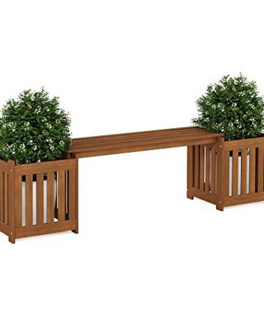 FURINNO FG19455 Tioman Hardwood Outdoor Lifestyle Flowerbox with Bench, Natural