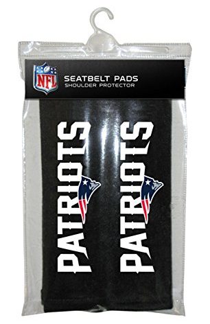 Fremont Die NFL New England Patriots Seat Belt Pads, 10" x 2.5" (Pack of 2), 10" x 2.5" (Pack of 2), Black/Team Colors