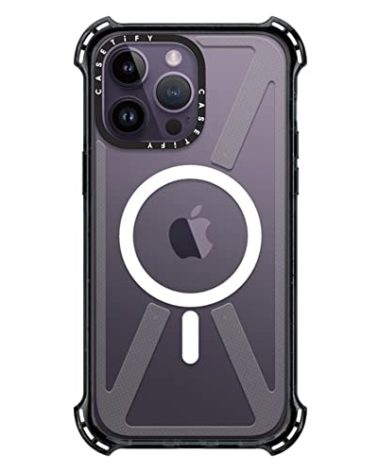 CASETiFY Bounce iPhone 14 Pro Max Case [6X Military Grade Drop Tested / 21.3ft Drop Protection/Compatible with Magsafe] - Clear Black