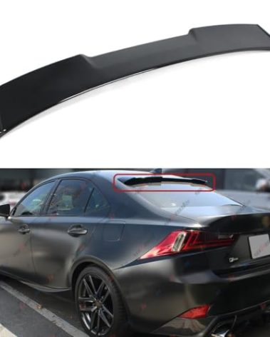 WheelX Rear Window Rooftop Spoiler Compatible with 2006-2013 Lexus IS250 IS350 ISF F Sport, Wing Fit for 06-13 Sedan (Glossy Black)