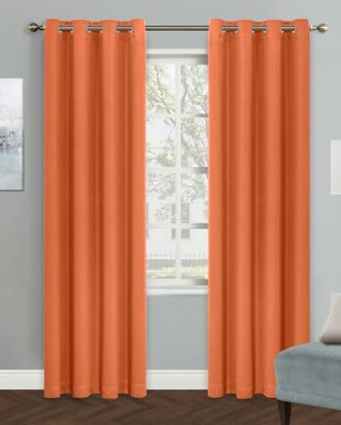 MYSKY HOME Orange Blackout Curtain for Bedroom, Single Panel Curtains for Living Room 84 Inch Long Curtains Grommet Thermal Insulated Room Darkening Curtain 1 Curtain Panel 52 x 84 Inch Burnt Orange