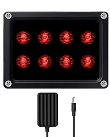 【8 LED Waterproof 】 IR Illuminator 90 Degree Wide Angle Long Range Infrared Light, 100ft 850nm IR Flood Lights with Power Adapter for Night Vision CCTV & IP Security Camera
