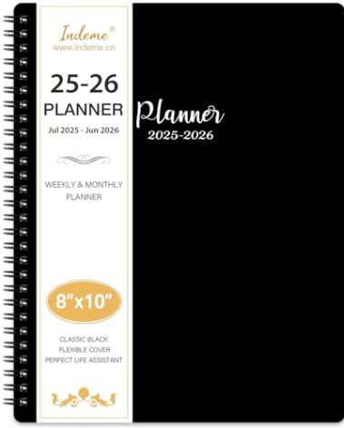 2026 Planner - Planner 2026 Weekly and Monthly, Jan. 2026 - Dec. 2026, 7.7" x 9.8", with Tabs, Thick Paper, Spiral Binding, Classic Black