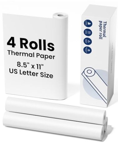 Thermal Paper 8.5" x 11" US Letter Size, 4 Rolls Quick-Dry Thermal Printer Paper, Compatible with A285M A282M A281M M835 M834 M832 Portable Printer