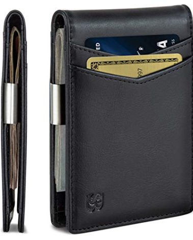 SERMAN BRANDS Money Clip Wallet - Mens Wallets slim Front Pocket RFID Blocking Card Holder Minimalist Mini Bifold (Charcoal Black Transformer)