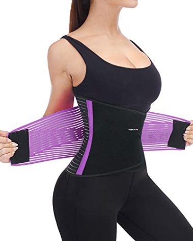 TESETON Back Support Brace Belt for Men & Women, Breathable Lumbar Support Belt, scoliosis back brace, Waist Relax Lower Back Pain & Sciatica Pain Relief with 8 reinforced Bones 02 Purple-XL