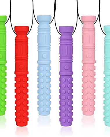 SLGOL 6 Pack Mace Chew Necklace for Sensory Kids, BPA Free, Food-Grade Silicone Oral Motor Aids Chew Necklace Sensory for Autism, ADHD, Anxiety, or Other Special Needs