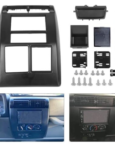 OKPARZ Compatible for Double DIN Dash Radio Bezel Center Trim Panel 1997 1998 1999 2000 2001 2002 Jeep Wrangler TJ 95-6549