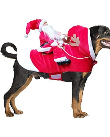 BWOGUE Santa Dog Costume Christmas Costume for Dogs, Adjustable Size, Breathable Material, Great Gift for Small Medium Large Dogs, Running Santa Claus Pet Apparel