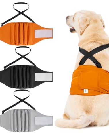 3 Pack Avont Male Dog Belly Band with Suspenders, Reusable Boy Doggie Diaper with Harness, Escape Proof, Non-Slip, Washable Doggy Pee Wraps for Small Medium Large Dogs