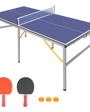 GarveeLife Professional Outdoor Table Tennis Tables,6x3 ft Indoor/Outdoor Portable Ping Pong Table Game with Net for Adults/Teens,2 Table Tennis Paddles and 3 Balls