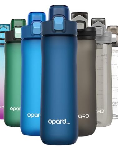 Opard 20oz Plastic Water Bottle Dishwasher Safe, Leakproof Flip-Top Lid, BPA Free Tritan, Wide Mouth Reusable Kids Water Bottle for School Hiking Commuting Outdoor Travel and Gym