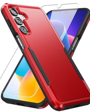 for Samsung Galaxy A16 5G Case,Galaxy A16 5G Phone Case with HD Screen Protector [Military Grade Drop Tested] Heavy-Duty Tough Rugged Shockproof Protective Case for Samsung A16 5G, Red