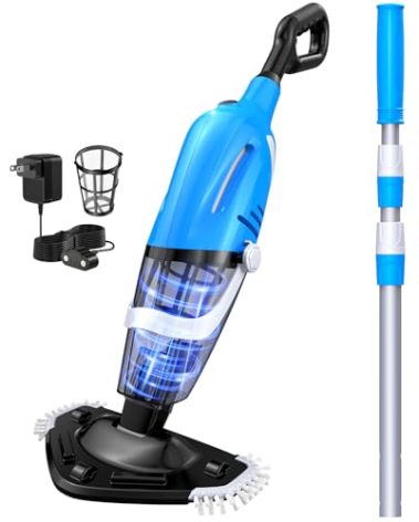 Pool Vacuum for Above Ground Pool with a Telescopic Pole, Rechargeable Cordless Pool Cleaner with 1.5H Fast Charge, 80Mins Runtime, Handheld Pool Vacuum for Above & In-Ground Pools, Spas, Hot Tubs