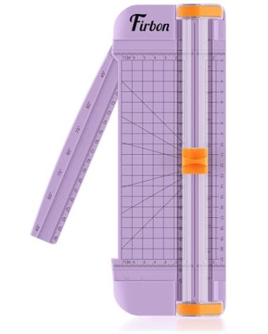 Firbon Purple A5 Paper Cutter, Straight Small Paper Trimmer with Side Ruler for Scrapbooking Craft, Paper, Coupon, Label, Cardstock