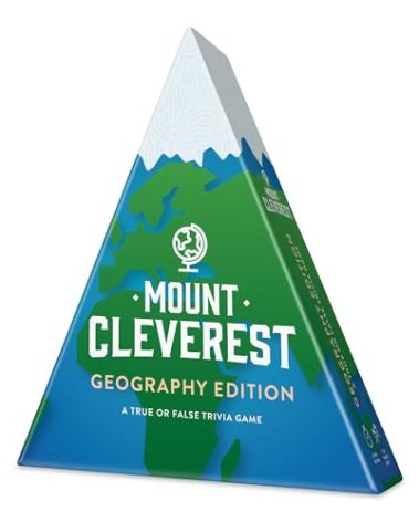 Mount Cleverest® Geography Edition | True or False Trivia Game | Fun Family Card Game Adults & Kids | Party Games Kids Birthday | Travel Games | Gift Boys and Girls | Stocking Stuffer