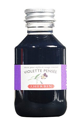 Jacques Herbin Fountain Pen Ink, 100 ml Bottle, Violette Pense (Pensive Violet)