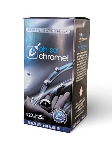 OH SO CHROME! - Professional Ceramic and Surface Chrome Mirror Effect and Metalizer Solution 125cc, Liquid Chrome Paint, Silver Mirror Paint for Metal, Covers 5 Square Meters