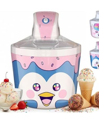 Cooler Concepts 1.2 Qt Penguin Electric Ice Cream Maker for Kids – Best Countertop Ice Cream Machine for Homemade Soft Serve, Sorbet, Gelato, Frozen Yogurt – Fun Desserts for Families, Easy to Clean
