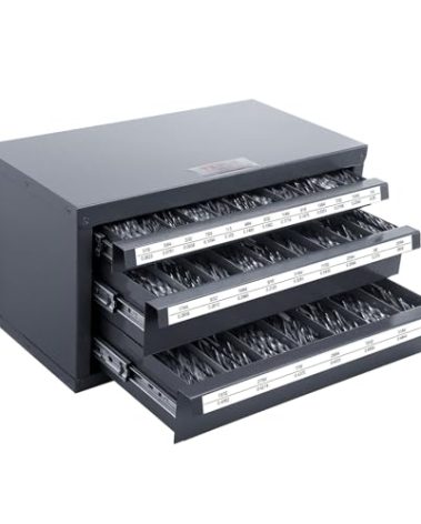 VEVOR Drill Bit Dispenser Cabinet, Three-Drawer Drill Bit Dispenser, Drill Bit Organizer Cabinet, Drill Dispenser Organizer Cabinet for Jobber Length Fractional Size 1/16" to 1/2" in 1/64" Increments