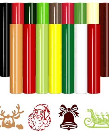 Tintnut Classical Christmas HTV Vinyl 16 Sheets 12x10 inches Assorted Color Bundle for Shirts DIY
