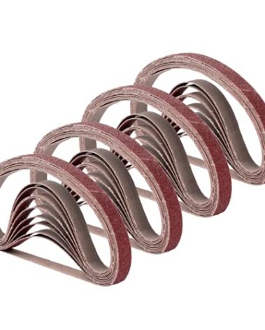 1/2 Inch x 18 Inch Sanding Belts, 4 Each of 60/80/120/180/240 Grits, Belt Sander Tool for Woodworking, Metal Polishing, 20 Pack Aluminum Oxide Sanding Belt