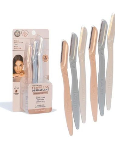 Finishing Touch Flawless Dermaplane Facial Exfoliator and Hair Remover, Facial Hair Removal for Women, 6 Count