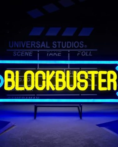 Blockbuster Logo Neon Sign, Led for Wall Decor Gamer Room Bedroom Office with 5v USB Powered Dimmable LED Lamp (15.7x5.5 inches)