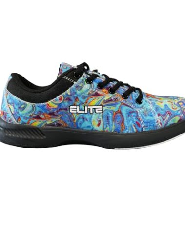 ELITE Women's Blue Swirl lace up Bowling Shoes with Slide Soles on The Right and Left Shoes (Blue Swirl, US Footwear Size System, Adult, Women, Numeric, Medium, 7)