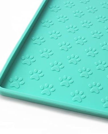 Ptlom Pet Placemat for Dog and Cat, Mat for Prevent Food and Water Overflow, Suitable for Small, Medium and Big Pet 18" 12", Light Green
