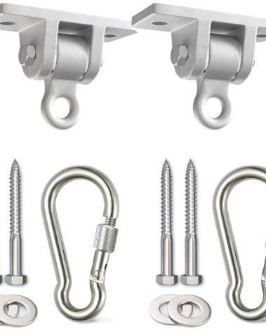 Jungle Gym Kingdom Swing Set Hangers - 2 Heavy Duty Brackets with Locking Snap Hooks for Porch, Patio, Playground - Indoor/Outdoor Hardware & Accessories